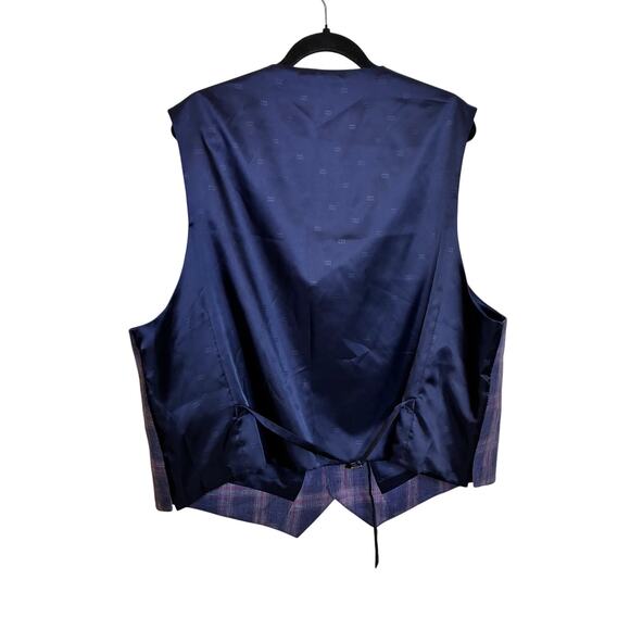 Tommy Hilfiger NWT Suit Vest Blue Red Plaid The Flex US XXL 100% Linen Formal - Picture 2 of 9